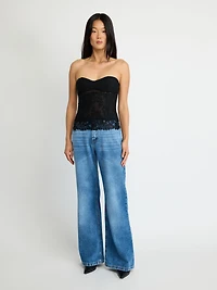 Structured Lace-Trim Bustier Top