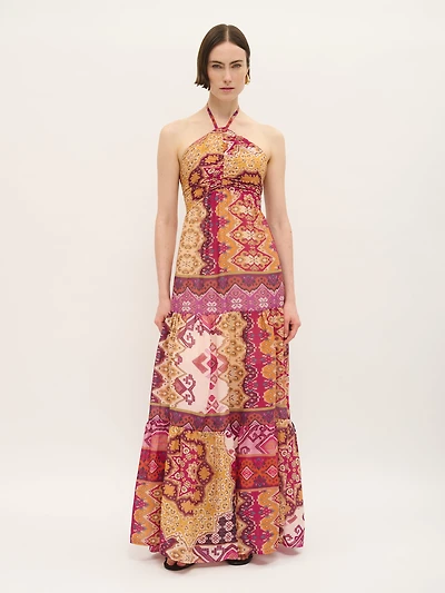 Robe longue patchwork en coton
