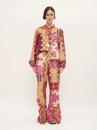 Cotton Patchwork Flare Pants