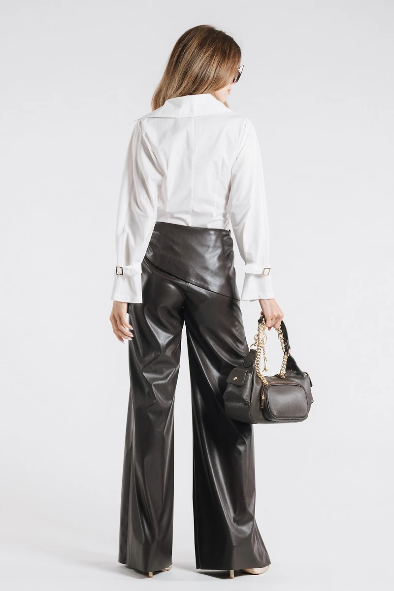 Wrap Faux Leather Trousers