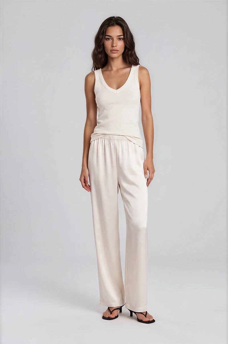 Satin Wide-Leg Pants