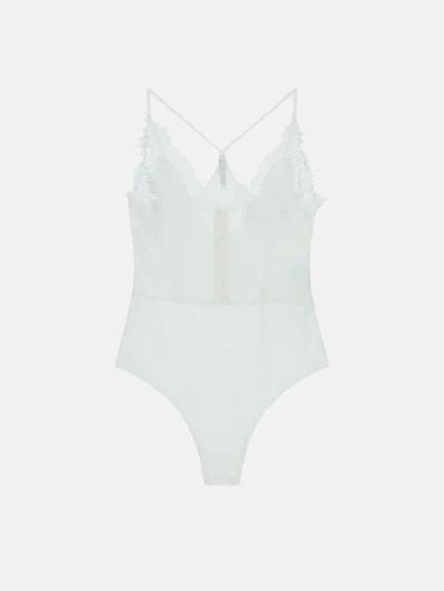 Body blanc à détails en dentelle