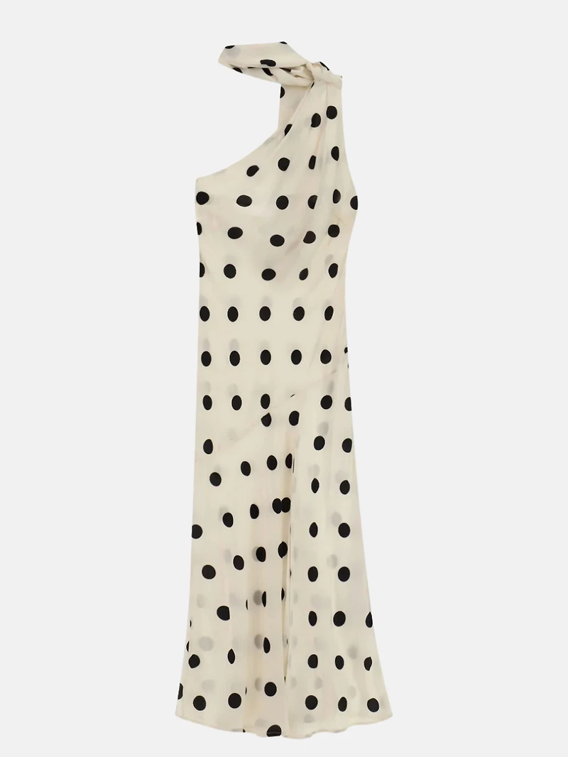 Robe midi asymétrique à pois