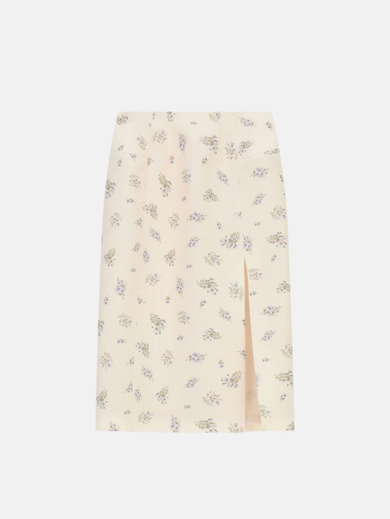 Floral Print Midi Skirt with Slit
