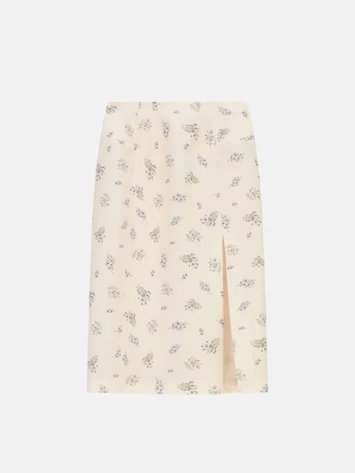 Floral Print Midi Skirt with Slit