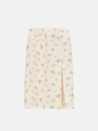 Floral Print Midi Skirt with Slit