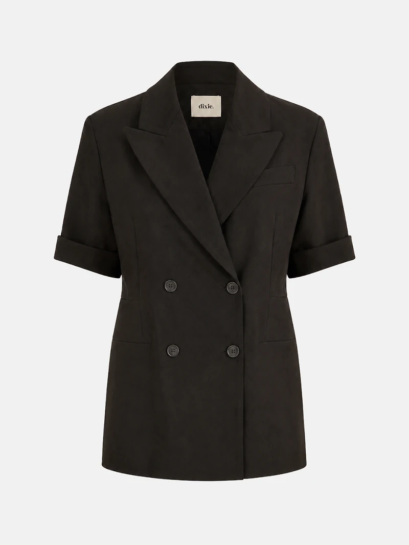 Short-Sleeve Double-Breasted Blazer