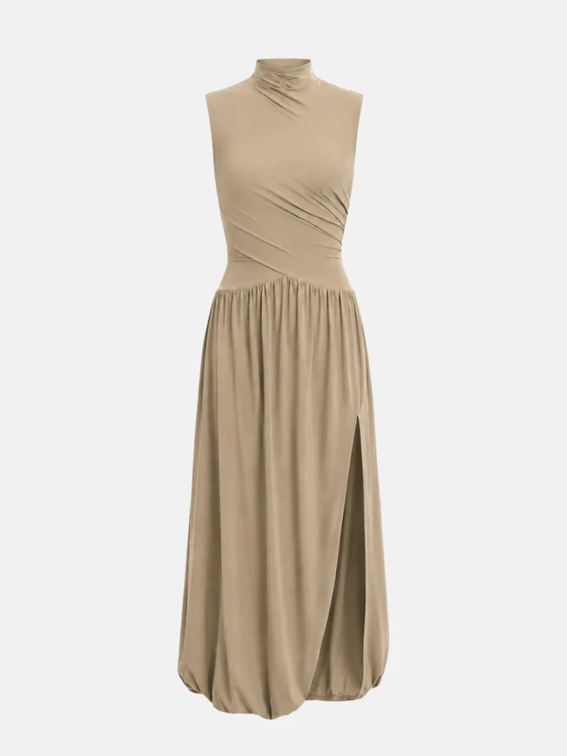 Robe longue élégante beige