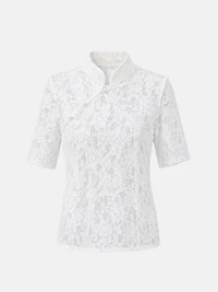 Lace Mandarin Collar Top