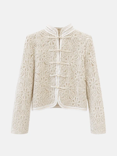 Crochet Lace Jacket Frog Closures