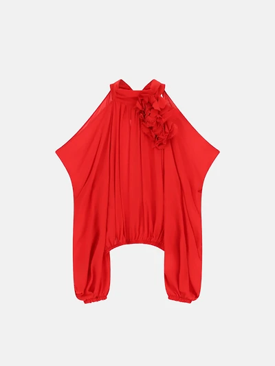 Oversized shirt floral accent