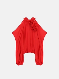 Oversized shirt floral accent