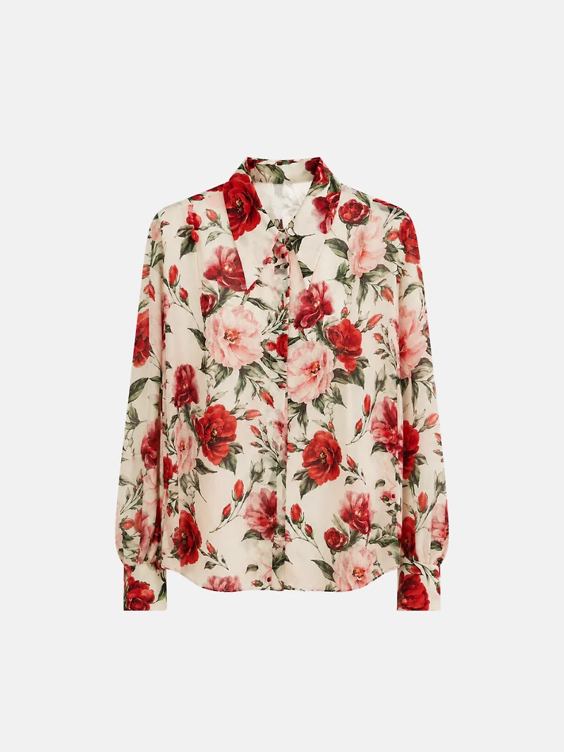 Chemisier transparent floral rouge