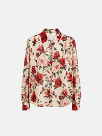 Chemisier transparent floral rouge
