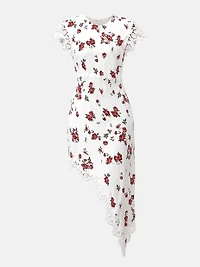 White Floral Lace Midi Dress