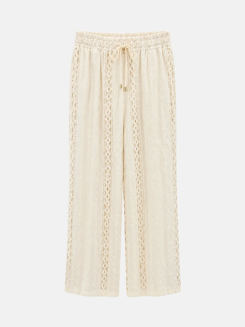 Pantalon large brodé