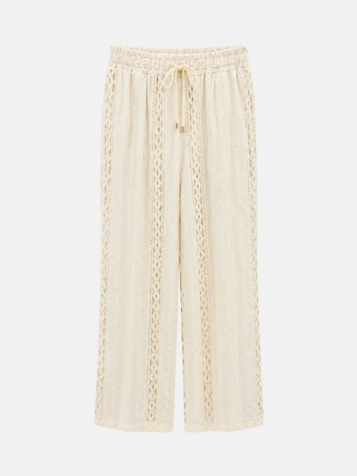 Pantalon large brodé