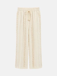 Pantalon large brodé
