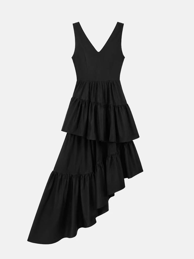 Asymmetric Tiered Maxi Dress