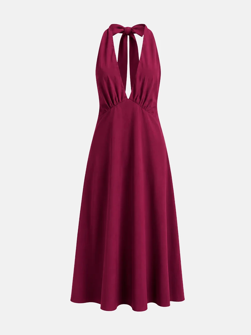 Midi dress sleeveless halter neck