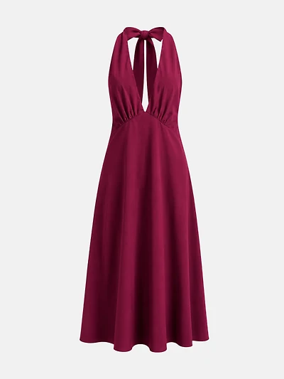 Midi dress sleeveless halter neck