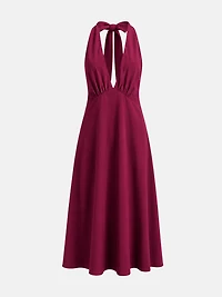 Midi dress sleeveless halter neck