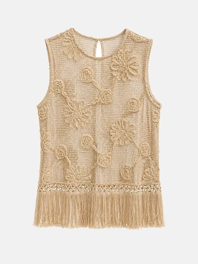 Haut en crochet avec franges