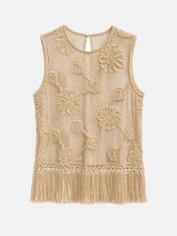 Haut en crochet avec franges