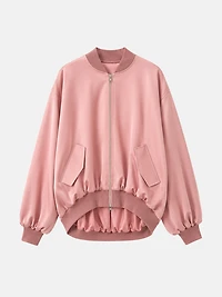 Pink Satin Bomber Jacket