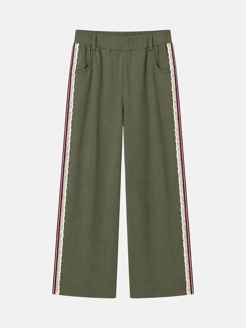 Wide-Leg Pants with Lace Trim
