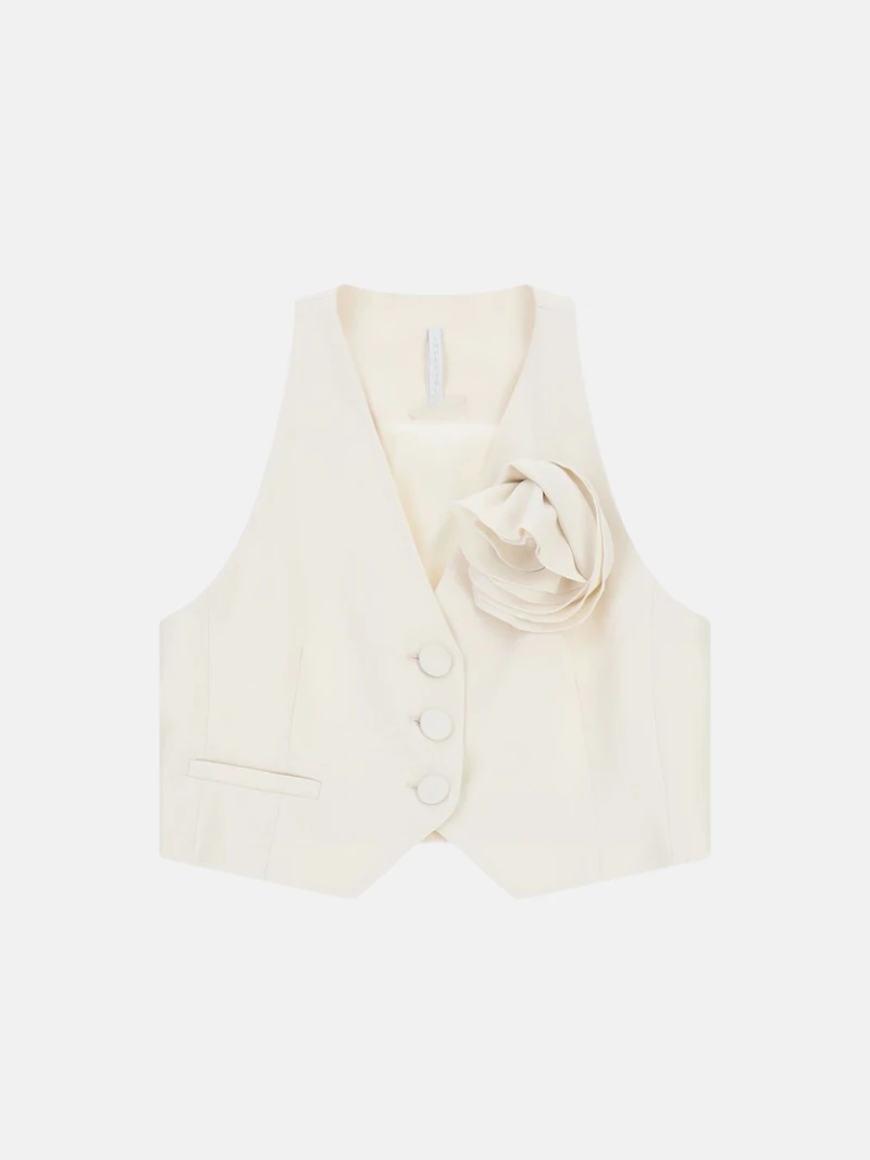 Vest single-breasted with decorative flower detail