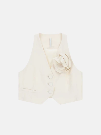 Vest single-breasted with decorative flower detail
