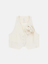 Vest single-breasted with decorative flower detail