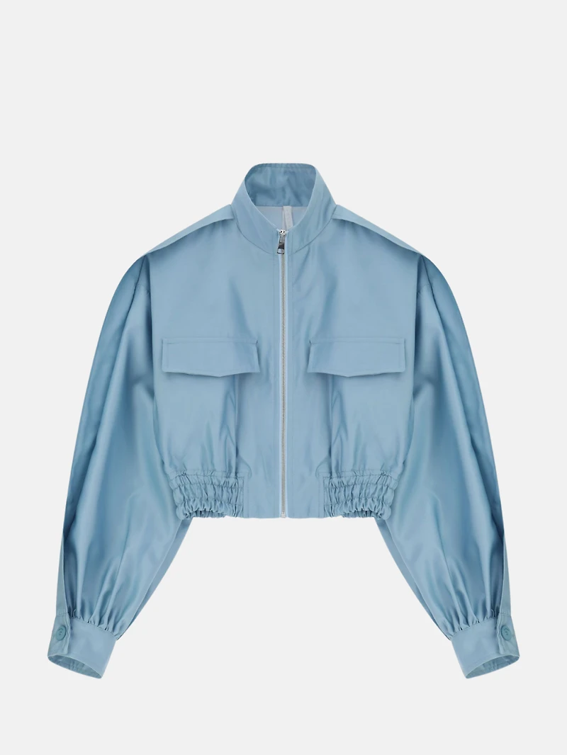 Bomber jacket cropped flap pockets