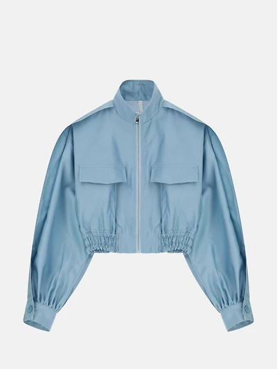 Bomber jacket cropped flap pockets