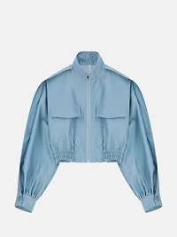 Bomber jacket cropped flap pockets