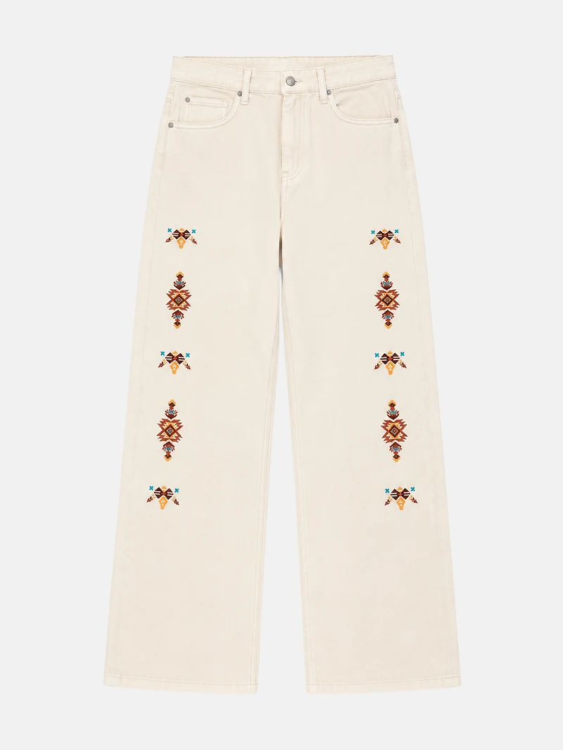 Embroidered Straight-Leg Jeans