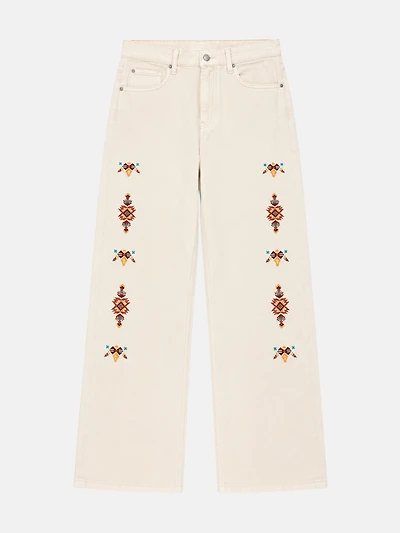 Embroidered Straight-Leg Jeans