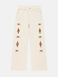 Embroidered Straight-Leg Jeans