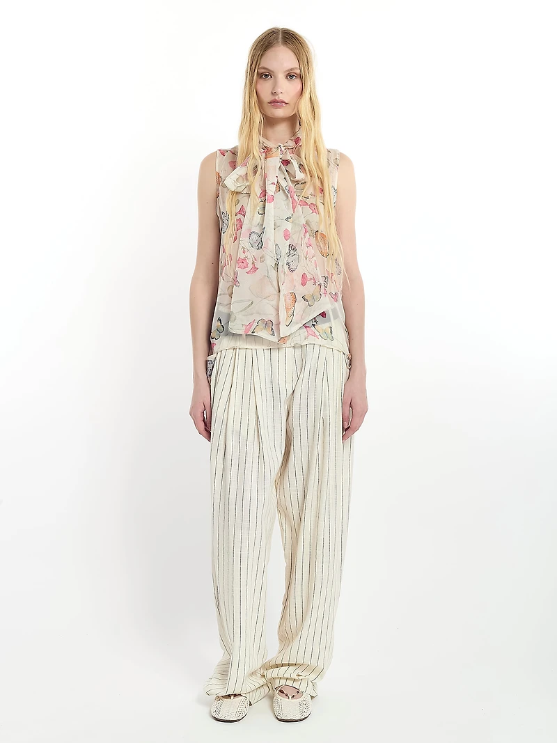 Sleeveless Shirt With Floral Print