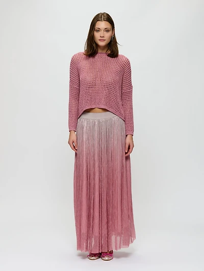 Pull en tricot au crochet métallisé