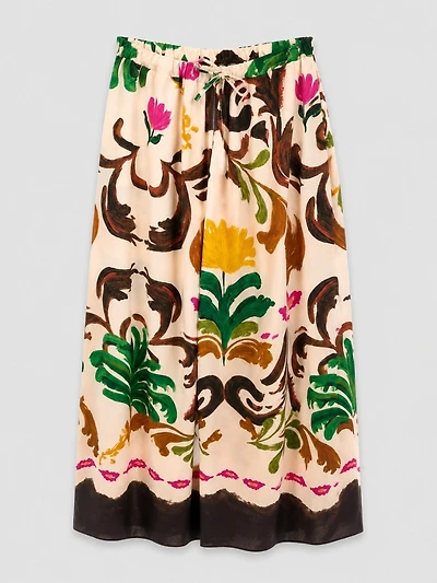 Pantalon large fleuri abstrait