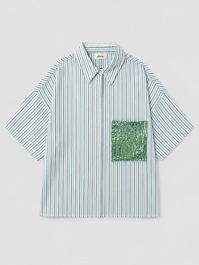 Chemise rayée à poche sequins