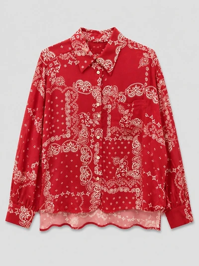 Bandana Print Button-Up Shirt