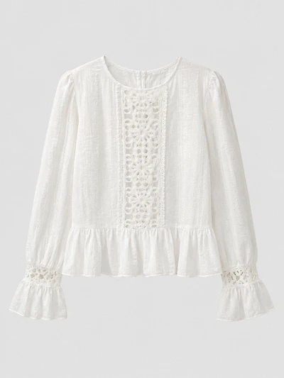Lace-Trim Peplum Blouse