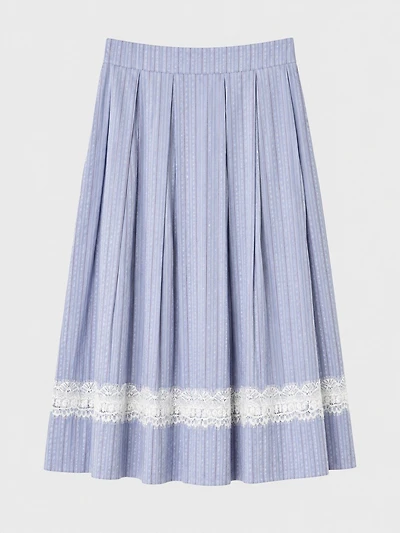 Lace-Trim Midi Skirt