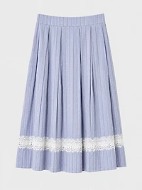 Lace-Trim Midi Skirt