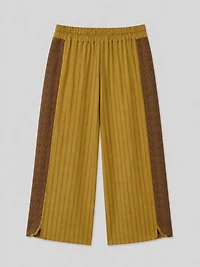 Striped Wide-Leg Pants with Eyelet Panels