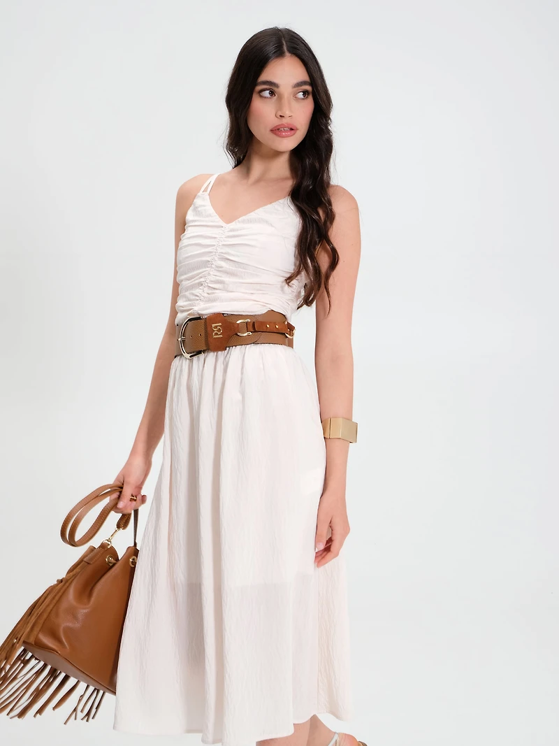 White Draped Dress Viscose