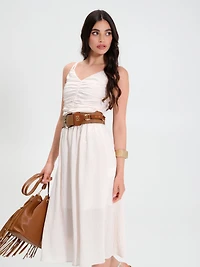 White Draped Dress Viscose